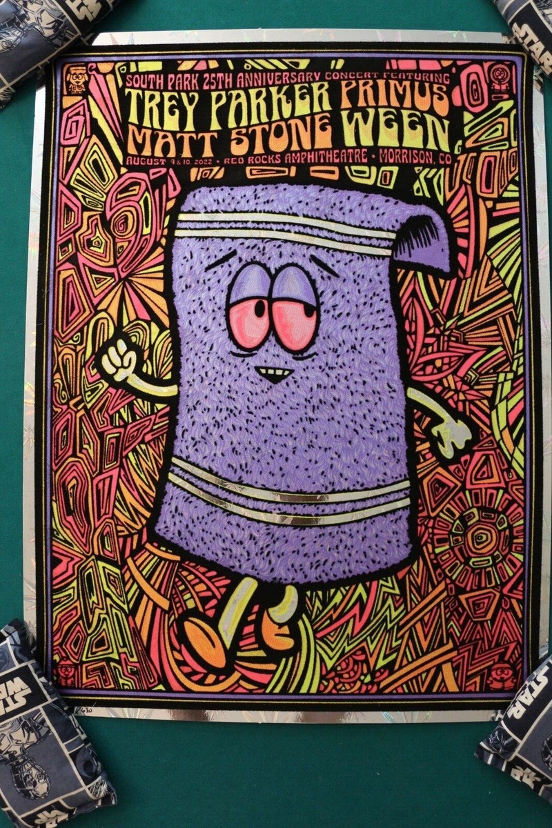 South Park Red Rocks 25th Todd Slater Foil Flocked Towelie Pot