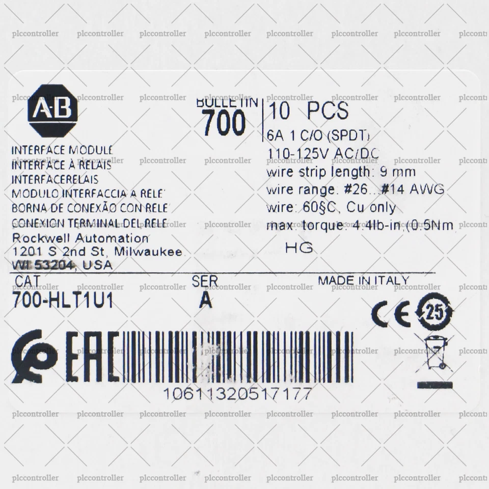 10PCS New AB 700-HLT1U1 Series A Terminal Block with 700-TBR60 Relay US Free tax - Image 2 of 4