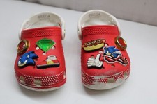 Sonic The Hedgehog Crocs Red Slip-On Shoes with Charms Kids Size 8