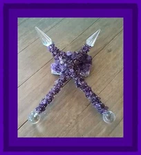 AMETHYST CRYSTAL WAND, Amethyst Wand with Silver and Quartz Point, Purple Wand