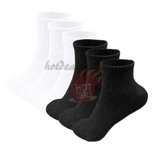 6/12 Pairs Men Ankle Quarter Crew Sports Socks Cushioned Cotton Size:9-11,10-13