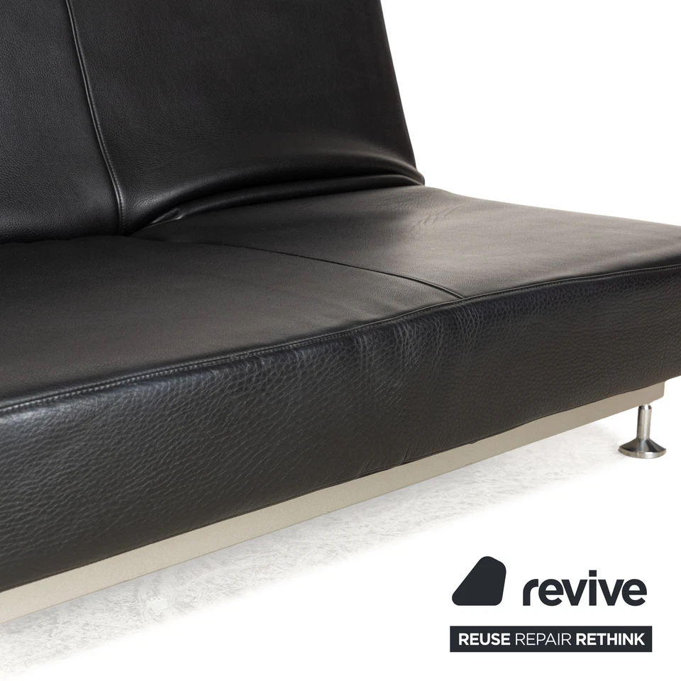 Edra Damier Leder Zweisitzer Schwarz manuelle Relaxfunktion Sofa Couch - Bild 3 von 4