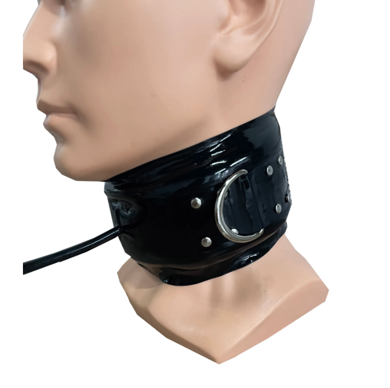 Black Latex Neck Corset Collar Hood Inflate Inflatable neck corset with