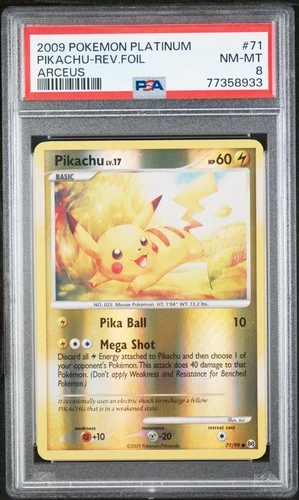 Pikachu-Reverse Holo Pokemon Platinum Arceus 71/99 PSA 8