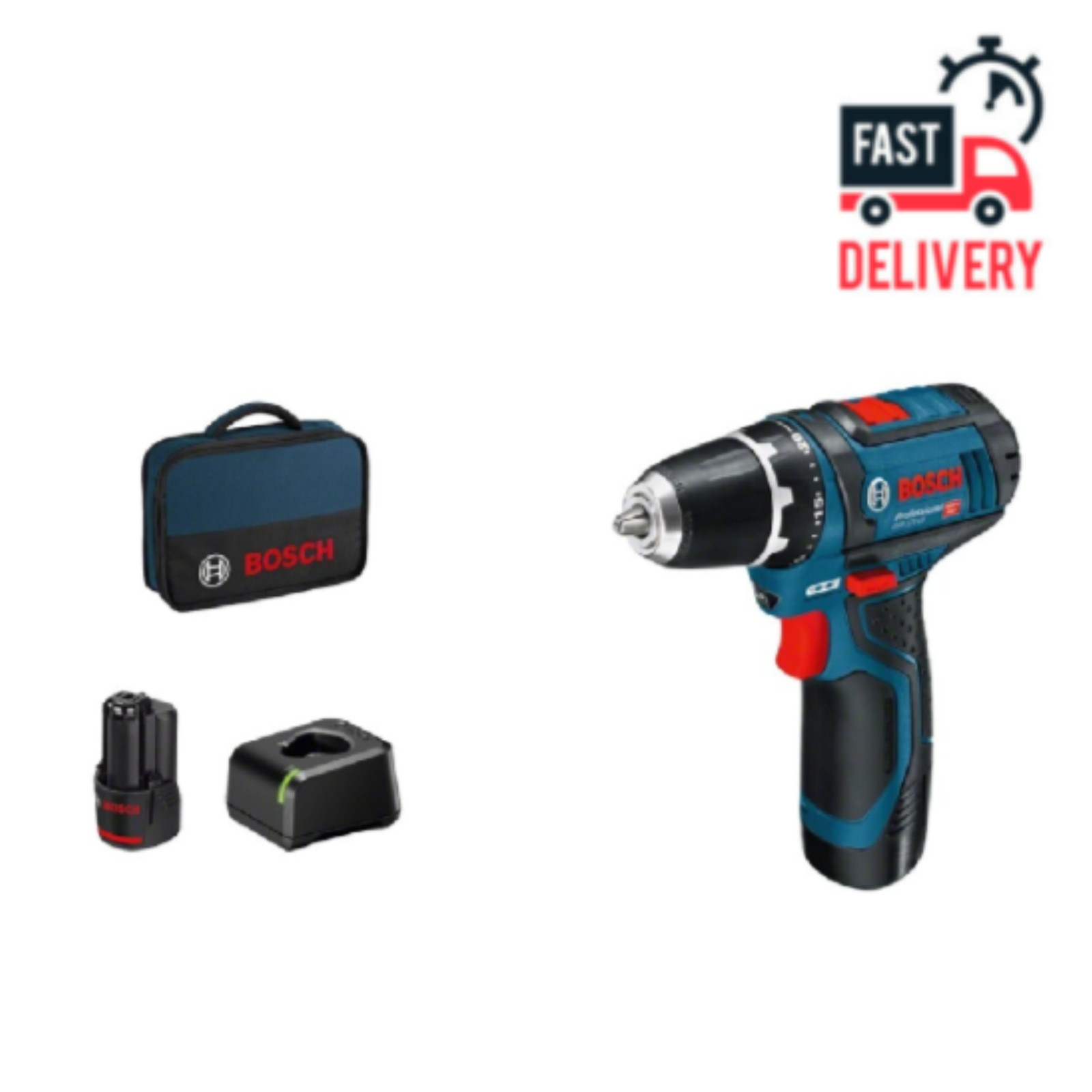 BOSCH GSR 12V-15 trapano avvitatore con due batterie GBA 12V e carica 060186810F
