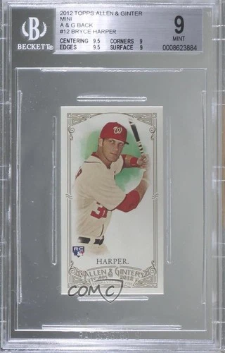2012 Topps Allen & Ginter's Mini Ginter Back Bryce Harper BGS 9 MINT Rookie RC