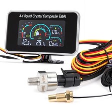 4in 1 Car Lcd Meter Digital Oil Pressure Voltage Water Temperature Fuel Gauge Us