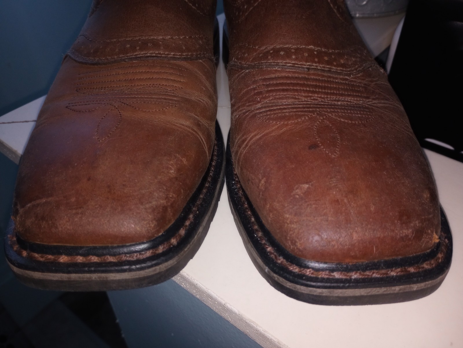 Ariat Western Performance Brown Square Toe Boots … - image 8