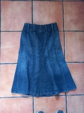 M&S Per Una Denim Midi Skirt Blue Panelled Flared Cotton Women’s Size UK  8 REG