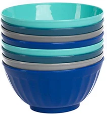 Klickpick Home 6 Inch Plastic Bowls Set of 8 - 28 Oz Large Plastic Cereal & Soup