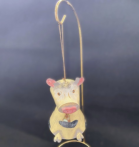 Cow Christmas Ornaments Lot 31 Wood Santa Metal Resin Ceramic Fabric Primitive - Picture 4 of 24