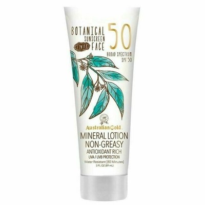 Australian Gold Botanical Sunscreen SPF 50 Tinted Face Mineral Lotion 3 FL Oz