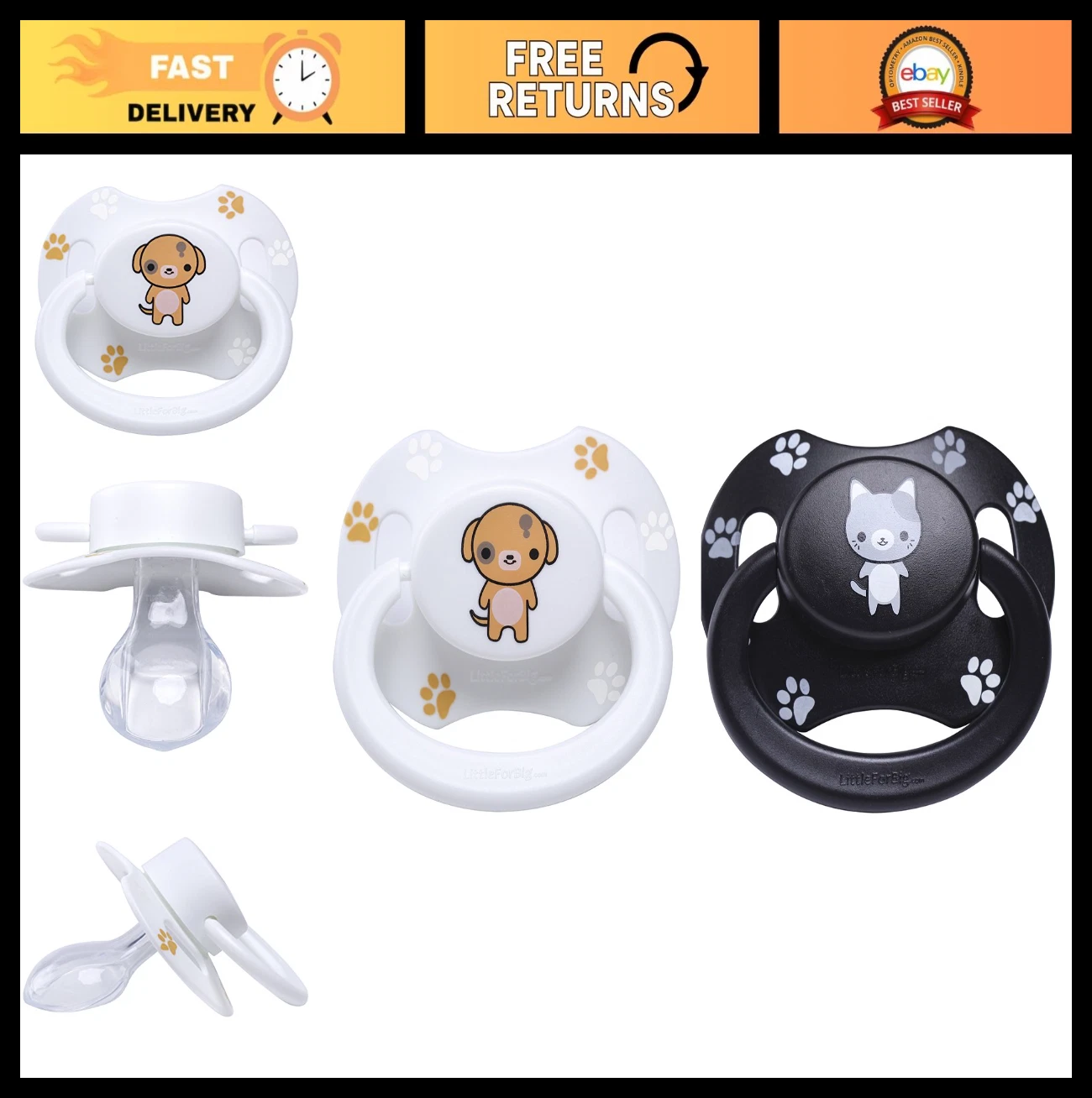 Big Sized Pacifier Set - Black Kitty & White Puppy - Generation II - Cute & Fun
Opens in a new windo