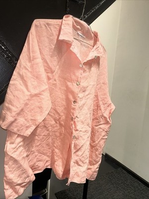 Bryn Walker Lightweight Linen Gordon Tunic Shirt XL Rosebud  3/4 Sleeve A-Line