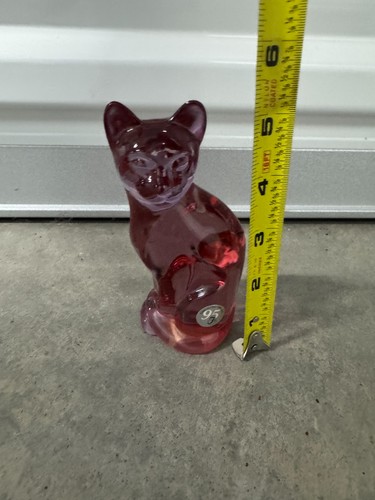 Rosa Fenton Glas Katze Figur signiert Falduck mit Original Aufkleber - Bild 6 von 6