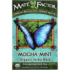 Mate Factor Organic Fresh Brazilian Yerba Mate Herb Tea Mocha Mint 20 Bags