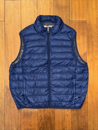 Hawke & Co Sport Performance Packable Down Puffer Vest Blue Mens Large Full Zip