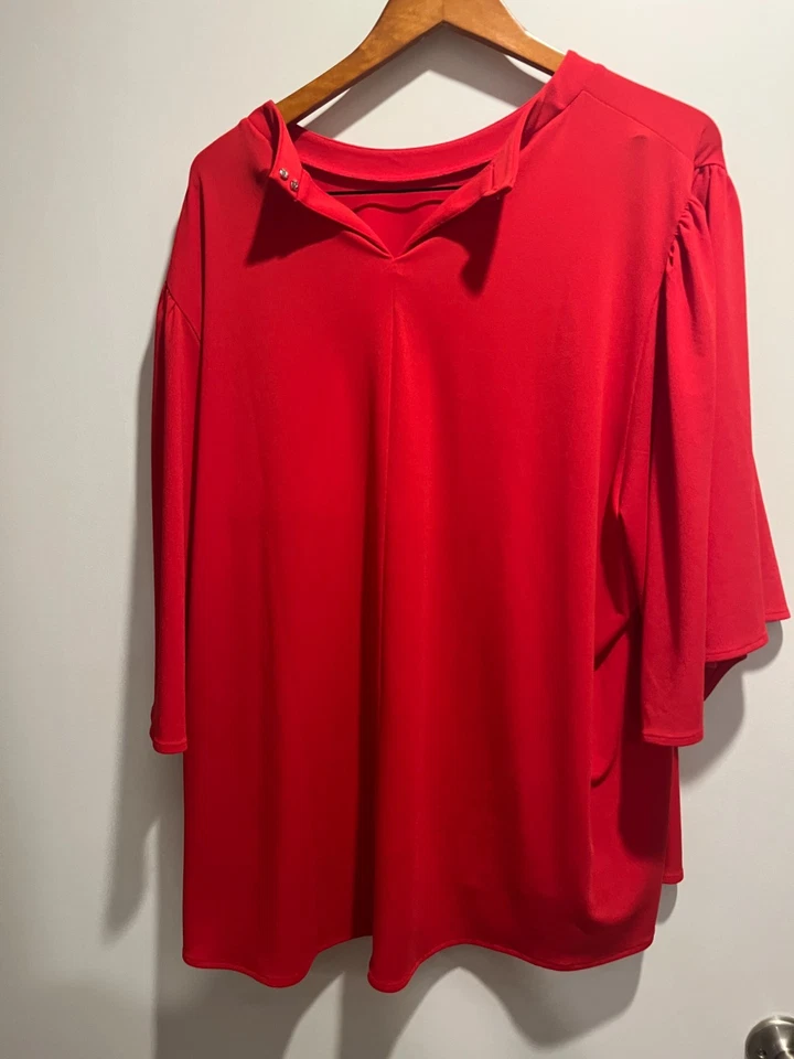 ¡BONITO! Blusa roja manga Universal Standard XL (24-26) para mujer Foto 2 de 3