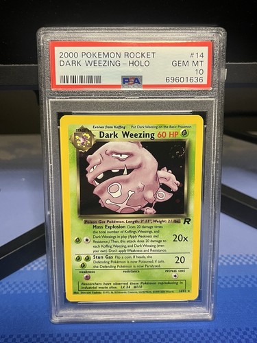 Dark Weezing PSA 10 Pokemon 2000 WOTC Team Rocket 14/82 Holo Swirl Low POP 162! - Picture 4 of 12