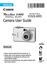 Canon POWERSHOT S400 IXUS Digital Camera User Owner Instruction Manual