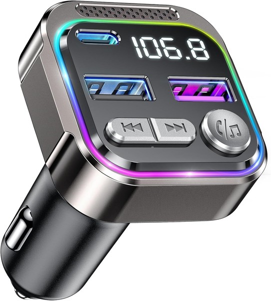 GizmoVine Transmisor FM Bluetooth Coche, Adaptador Mechero para Musica Radio