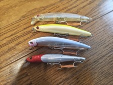 Set of 4 Seabass Minnows2 Maria Angel Kiss, 1 Daiwa Morethan XCROSS, 1 Seabass