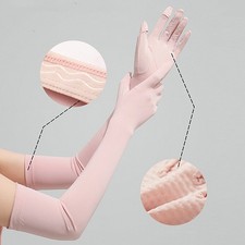 Unisex Ice Silk Anti UV Sun Protection Gloves Long Sleeve Mitten Gloves Summer