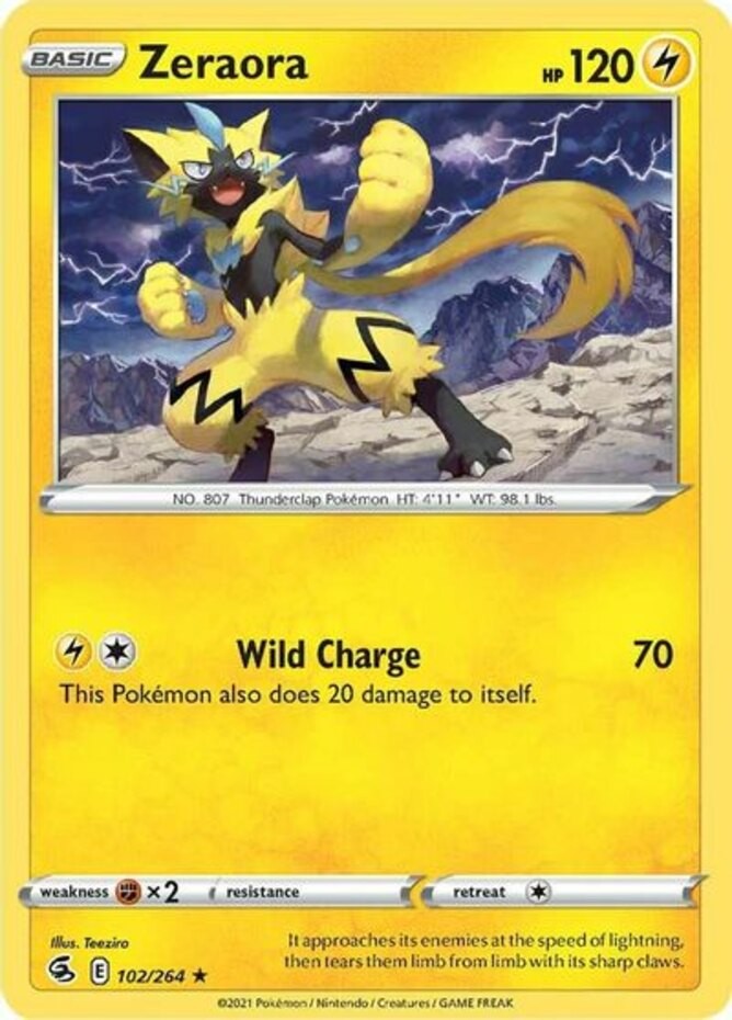 Zeraora - 102/264 - Rare (Mp) Fusion Strike - Lightning Pokémon