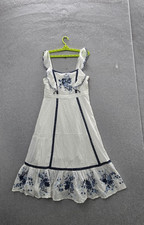 FARM Rio For Anthropologie Women Dress L White Galatea Embroidered Floral