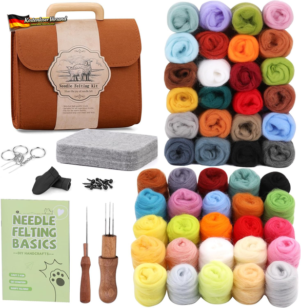 49 Farben Filzwolle Nadelfilzset, NadelfilzzubehöR Mit Aufbewahrungstasche-image