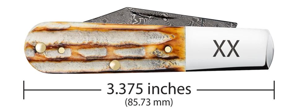 Case xx Knives Barlow Jigged Burnt Natural Bone 27232 Damascus Pocket Knife - Image 2 of 4