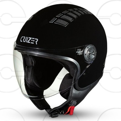 CRUIZER Jethelm für Motorräder und Roller, zugelassen mit klarem Visier, glänzen