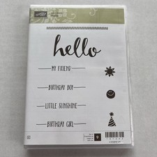Stampin  Up Rubber Unmounted Cling Stamps HELLO Set Of 9