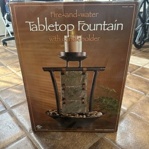 Tabletop Fountain with Candle Holder Calming Water Flow