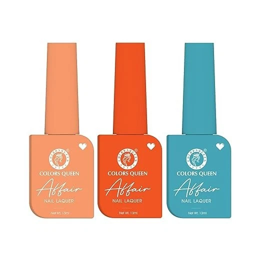 Colors Queen Affair Nail Polish Set of 3-13 Sun Shine, 16 Mexican Red & 58 Black