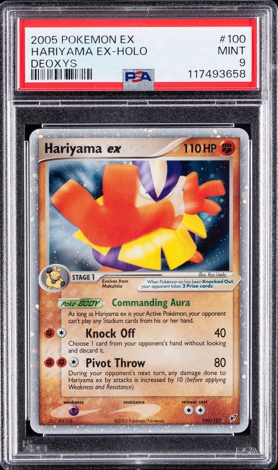 2005 Pokemon Hariyama EX #100 EX Deoxys PSA 9
