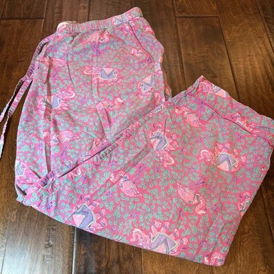 Printfresh Pajama Pants Flamenco Pink Multi Flamingo Elephant size 2X Artsy Boho