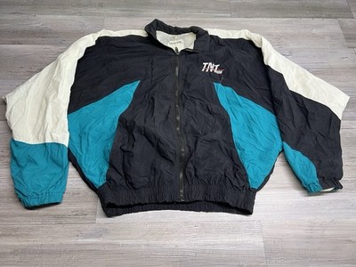 Vintage 90s DeLong Windbreaker Retro Color Block TNT EDM Logo Embroidered L USA