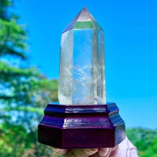 324G Natural Clear White Crystal Obelisk Transparent Quartz Energy Column Reik