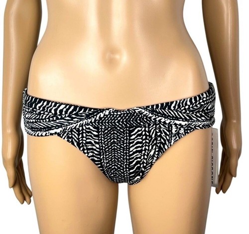 New Robin Piccone Black & White Bikini Bottom Chic Preppy Coastal Size Large