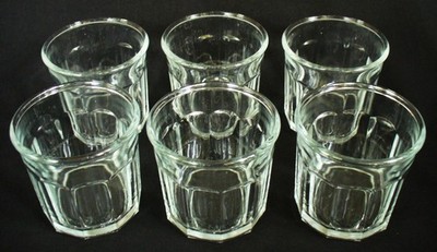 6~CLASSIC~500 Luminarc~FRANCE~Rock Glass~3.75''~CLEAR GLASS~10 Panel~BARWARE~GC