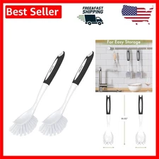 Versatile Dish Scrubber Brushes with Loop Handle & Easy Clean Design - 2 Pack