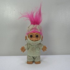 Vintage Russ Surgeon Troll Doll 5" Pink Hair Medical Scrubs Face Mask Original
