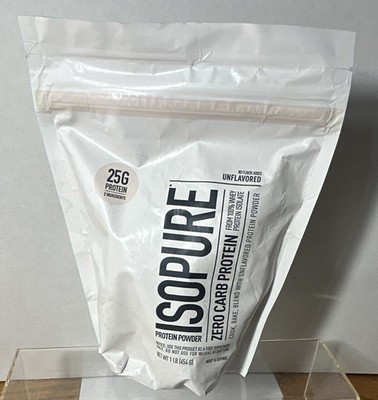 Isopure Whey Protein Isolate Powder Unflavored 1 lb Zero Carb 25g 16 servings