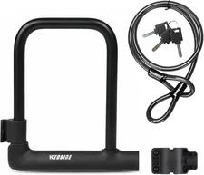 Bike U Lock with 4Ft Security Cable 14Mm Shackle, Bike Lock with 3 Keys and Moun