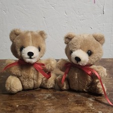 Lot Of 2 R. Dakin Small Brown Tan Teddy Bears Ground Nutshell Stuffed Plush 1978