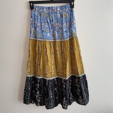 Vintage Concept Tiered Maxi Skirt Elastic Waist Boho Festival CottageCore Size M