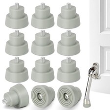 12 PCS Door Stopper Replacement Rubber Tips Heavy Duty Holder Ribbed Foot Grey