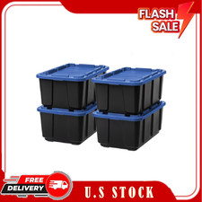 4 Pack IRIS 27 Gal Heavy Duty Stackable Storage Bins with Latching Lids