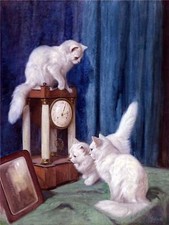Three Curious Cats by A. Heyer Accent Tile Mural Kitchen Wall Backsplash Ceramic